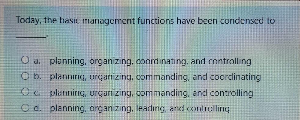 Solved Today, The Basic Management Functions Have Been | Chegg.com