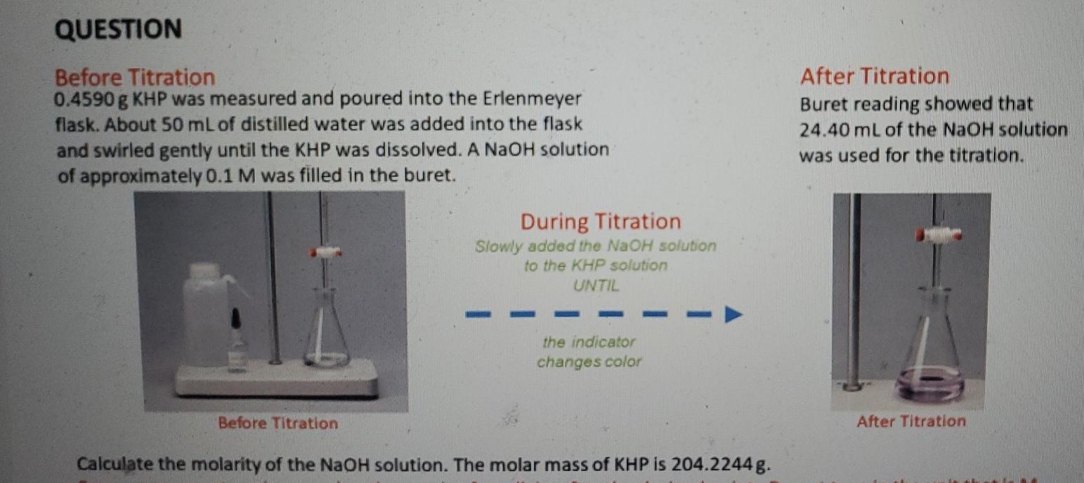 Solved QUESTION Before Titration 0.4590 g KHP was measured