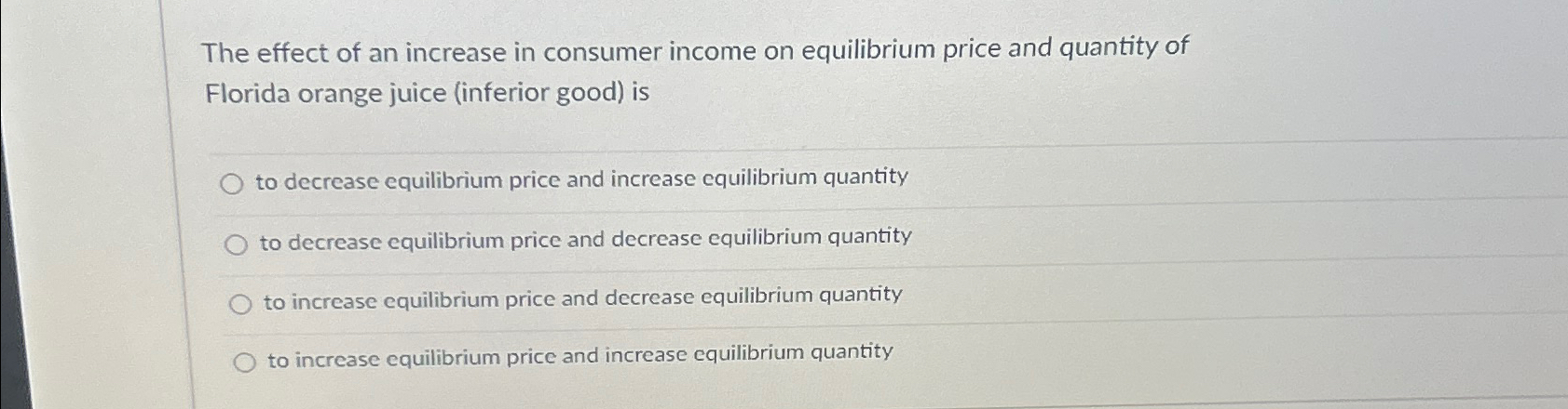 Solved The effect of an increase in consumer income on | Chegg.com