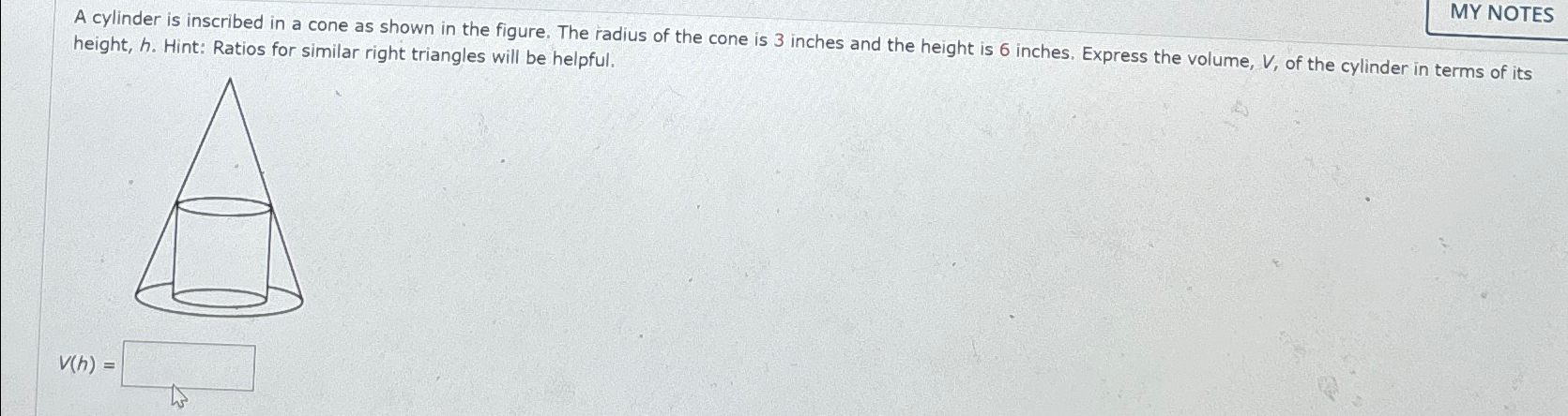 MY NOTES height, h. ﻿Hint: Ratios for similar right | Chegg.com