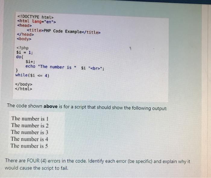 Solved PHP Code Example 