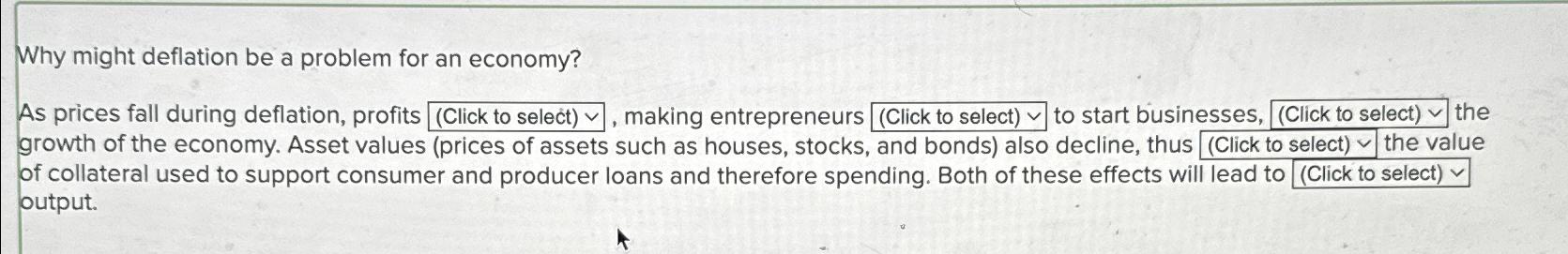 Solved Why might deflation be a problem for an economy?As | Chegg.com