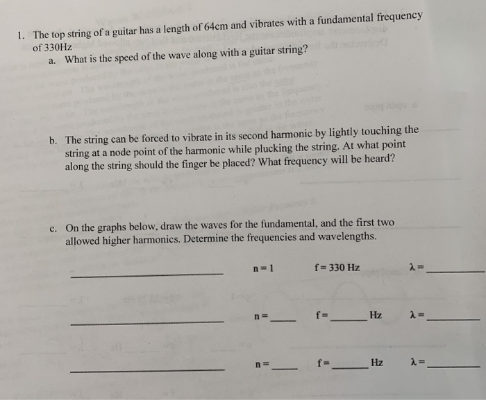 Solved 1. The top string of a guitar has a length of 64cm