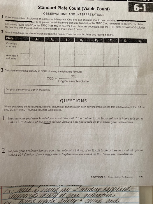 Solved 61 Standard Plate Count (Viable Count)