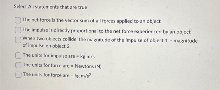 Solved Question 1 (1 point) Select all that are true Net | Chegg.com