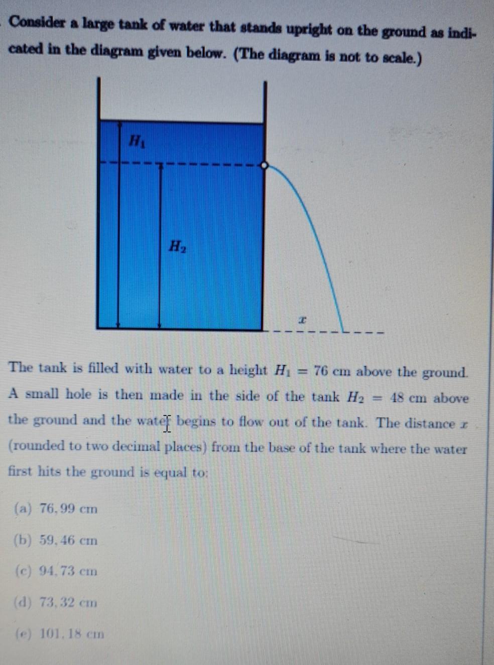 Solved Consider a large tank of water that stands upright on | Chegg.com