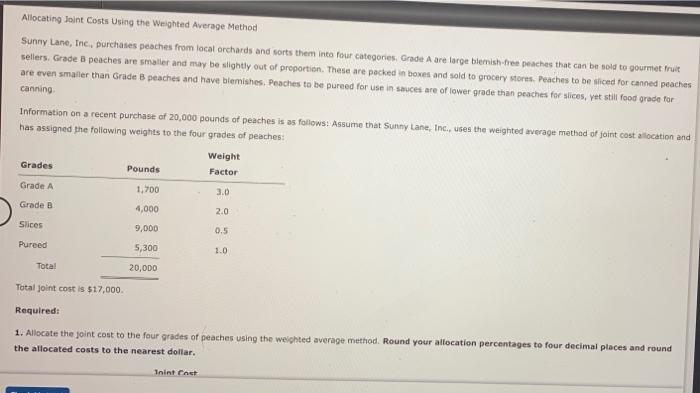 Solved Allocating Joint Costs Using the weighted Average | Chegg.com