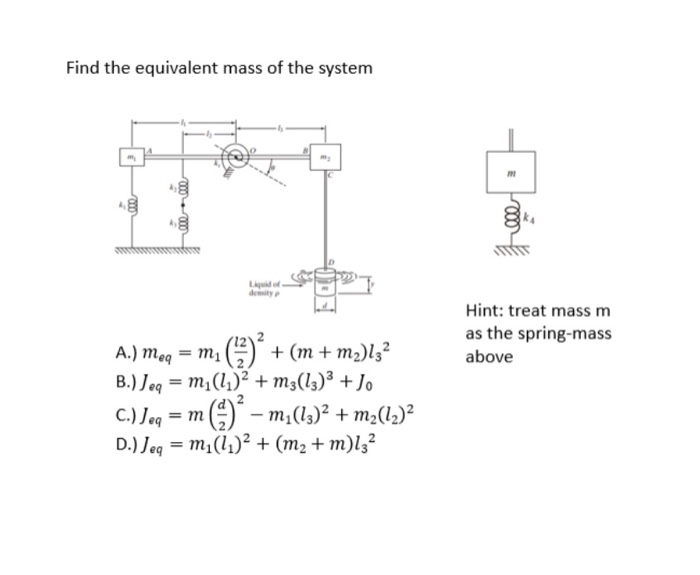 Solved Find the equivalent mass of the rocker arm assembly