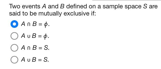 Solved Two Events A And B Defined On A Sample Space S Are | Chegg.com