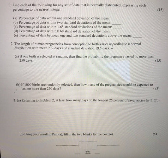 Solved 1. Find each of the following for any set of data | Chegg.com