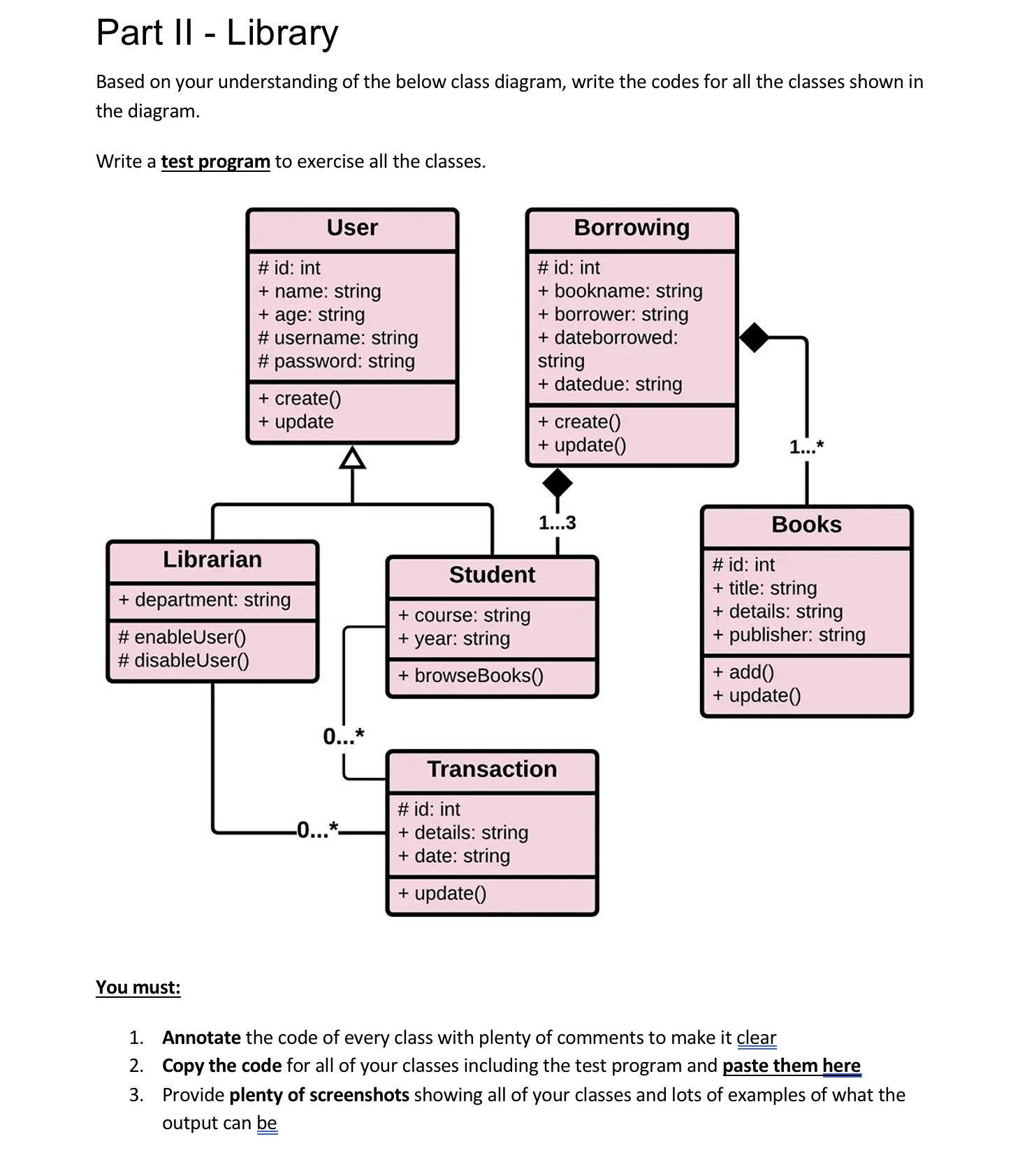 Solved Based on your understanding of the below class | Chegg.com