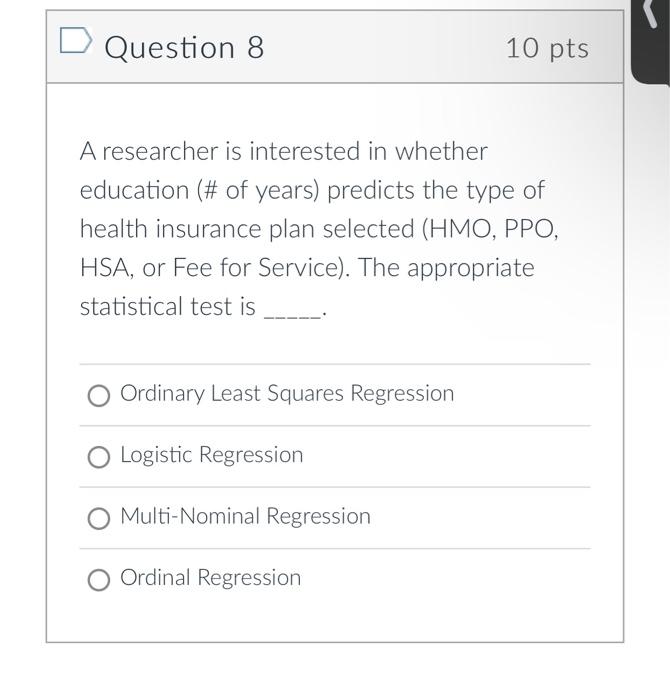 Solved D Question 6 10 pts The results of a multiple | Chegg.com