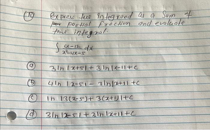 Express tue integrand as a Sum of por pootial fraction and evaluate the integral. \[ \int \frac{6 x-12}{x^{2}-4 x-5} d x \] \