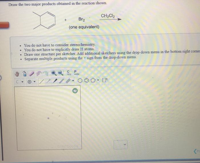 Solved Draw the two major products obtained in the reaction | Chegg.com