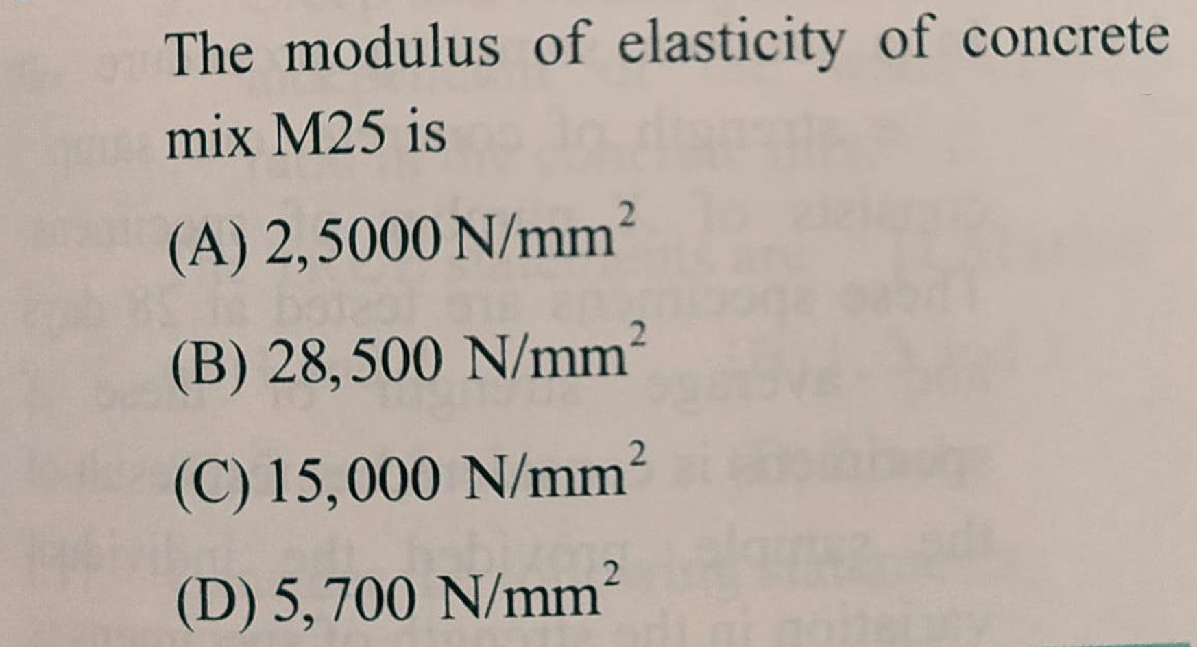 Solved The modulus of elasticity of concretemix M25