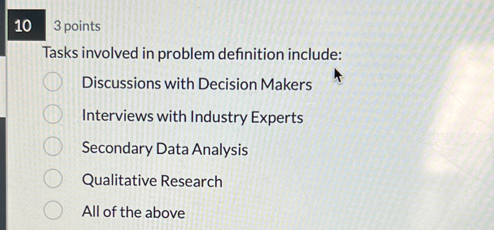 Solved 103 ﻿pointsTasks involved in problem definition | Chegg.com