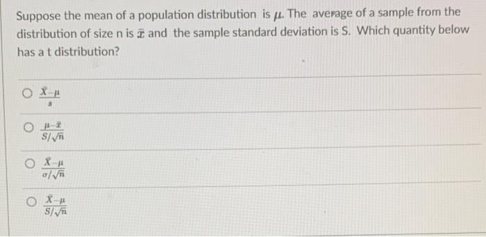 Solved Suppose the mean of a population distribution is p. | Chegg.com