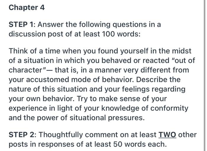 Solved Chapter 4 STEP 1: Answer the following questions in a | Chegg.com