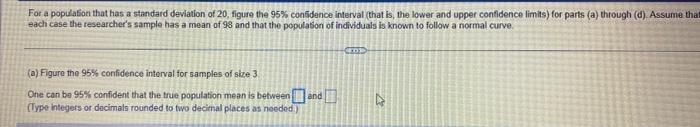 Solved For a population that has a standard deviation of 20 | Chegg.com