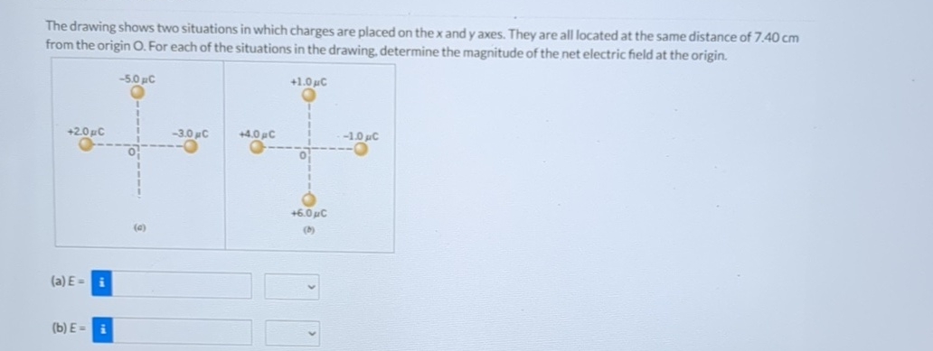 The drawing shows two situations in which charges are | Chegg.com
