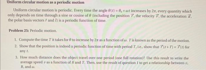 Solved Uniform circular motion as a periodic motion Uniform | Chegg.com