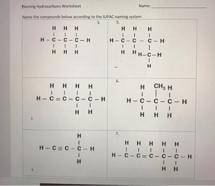 Solved: Naming Hydrocarbons Worksheet Name: Name The Compo... | Chegg.com