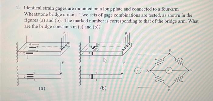 Solved 2. Identical strain gages are mounted on a long plate | Chegg.com