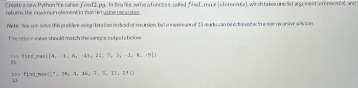 Solved Create a new Python file called find2.py. In this | Chegg.com