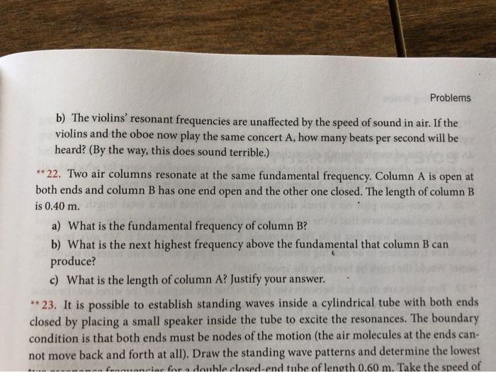 Solved Problems b) The violins' resonant frequencies are