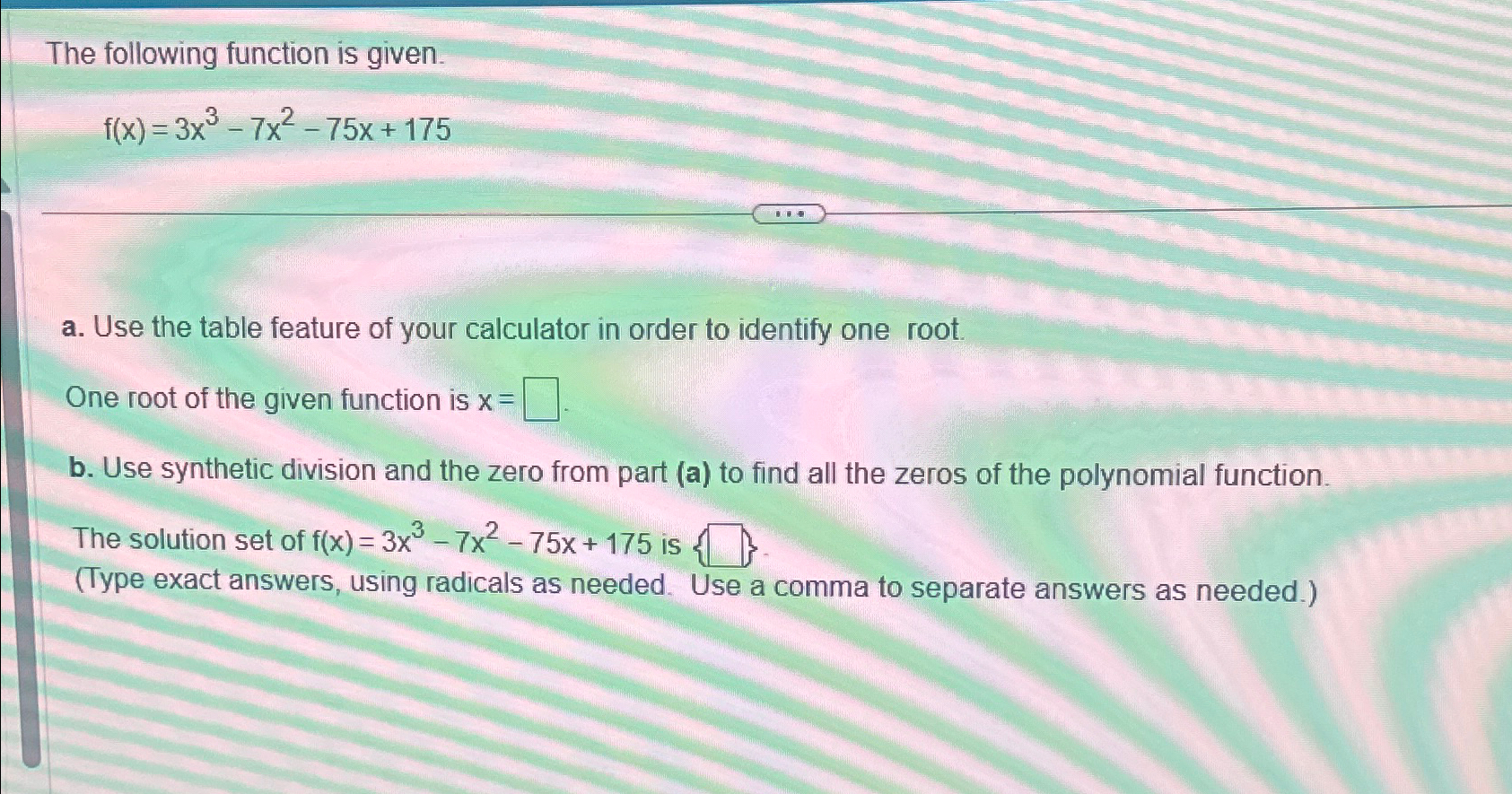 Solved The Following Function Is | Chegg.com