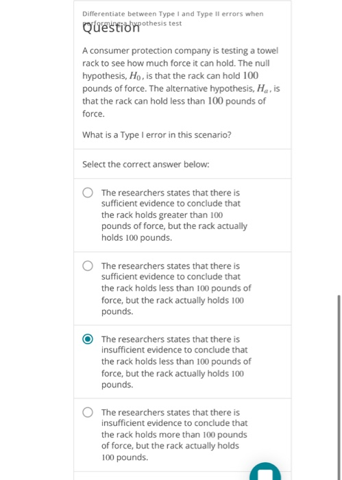 Solved Differentiate between Type I and Type Il errors when | Chegg.com