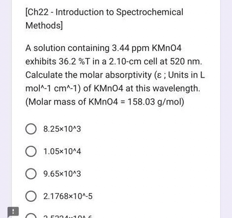 Solved [Ch22 - ﻿Introduction to Spectrochemical Methods]A | Chegg.com