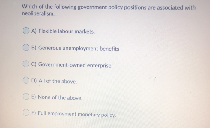 Solved Which Of The Following Government Policy Positions | Chegg.com