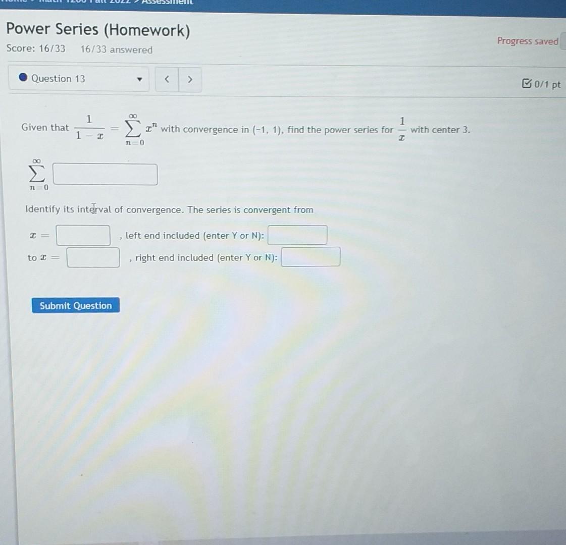 Solved Given that 1−x1=∑n=0∞xn with convergence in (−1,1), | Chegg.com