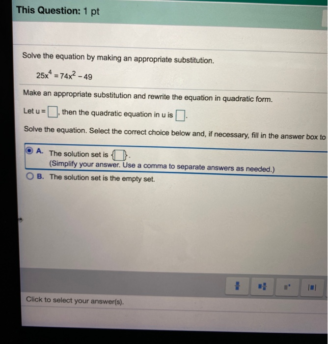 Solved This Question: 1 pt Solve the equation by making an | Chegg.com