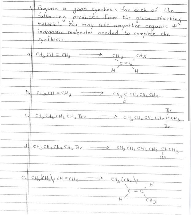 Solved 4 Propose good synthesis for each of the following | Chegg.com