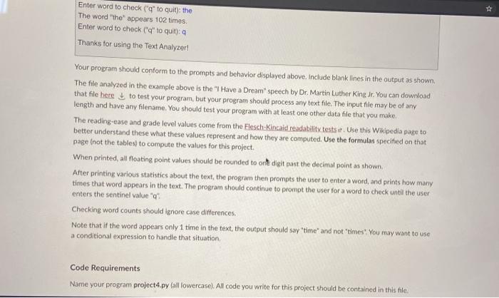 Solved Programming Project 4 Text Analysis This project is | Chegg.com