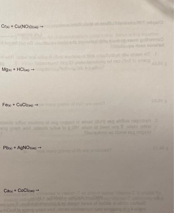 Solved Refer to the Activity Series Chart in your Study