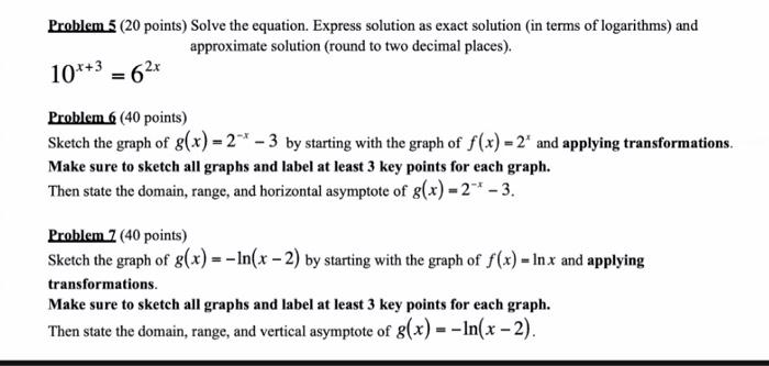 Solved Problem 5 (20 points) Solve the equation. Express | Chegg.com