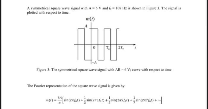 Solved A symenctrical square wave signal with A=6 V and | Chegg.com
