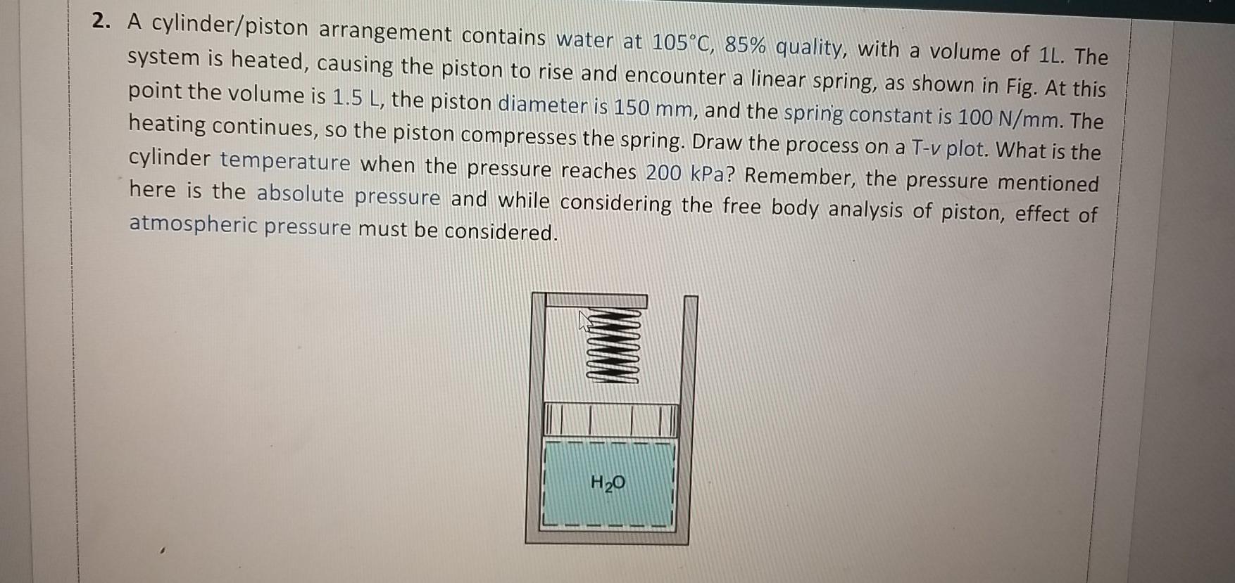 Solved 2. A cylinder/piston arrangement contains water at | Chegg.com