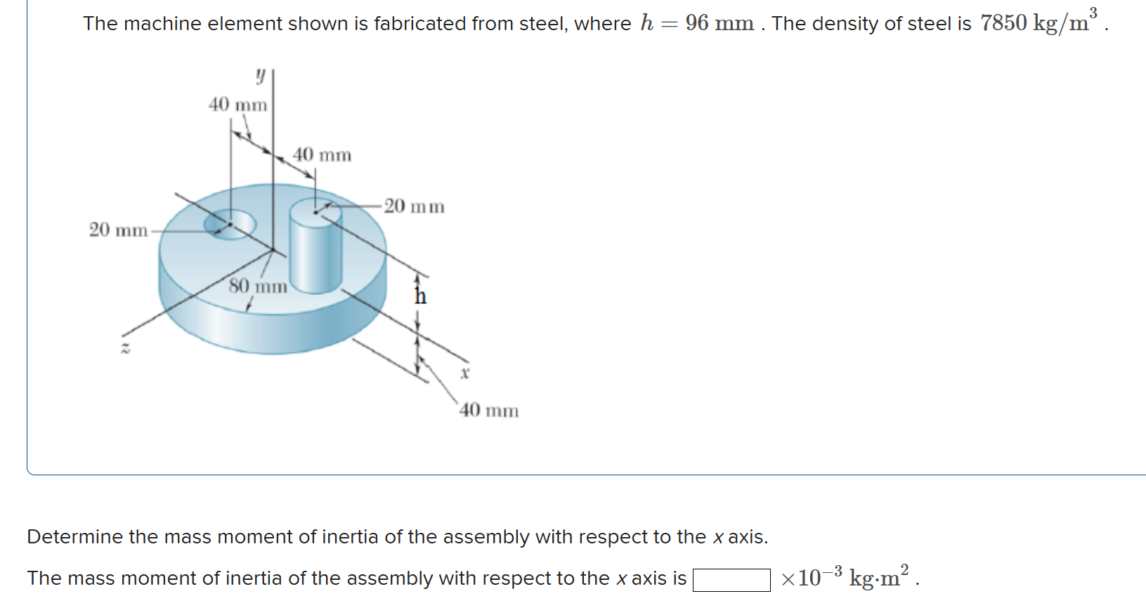 Solved The machine element shown is ﻿fabricated from steel, | Chegg.com