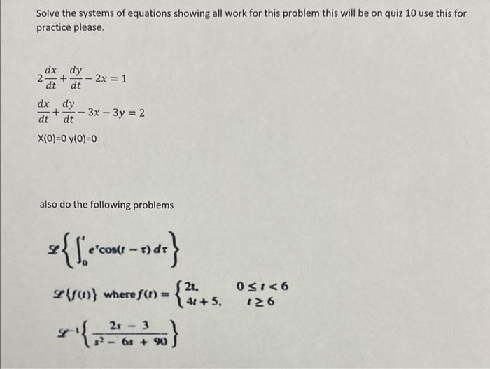 Solved Solve the systems of equations showing all work for | Chegg.com