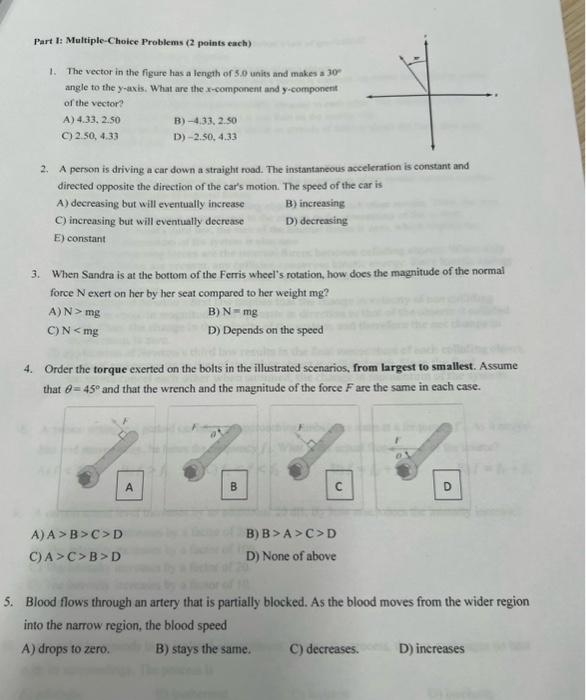 Solved 1. The vector in the figure has a length of 5.0 units | Chegg.com