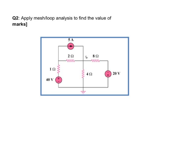 Solved Q2: Apply mesh/loop analysis to find the value of | Chegg.com