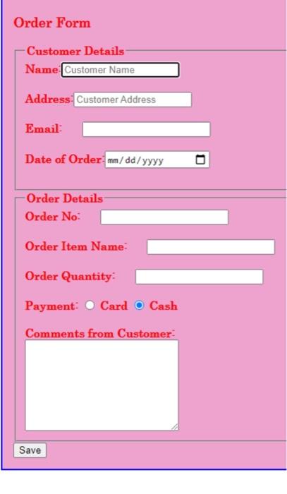 Solved 1. Write the HTML code to Design a form as instructed | Chegg.com