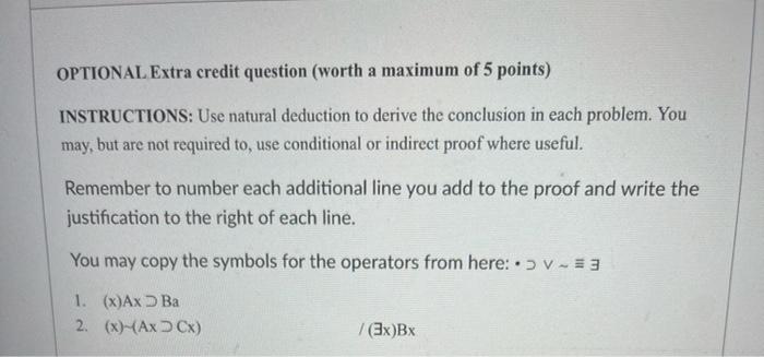 Solved OPTIONAL Extra credit question (worth a maximum of 5 | Chegg.com