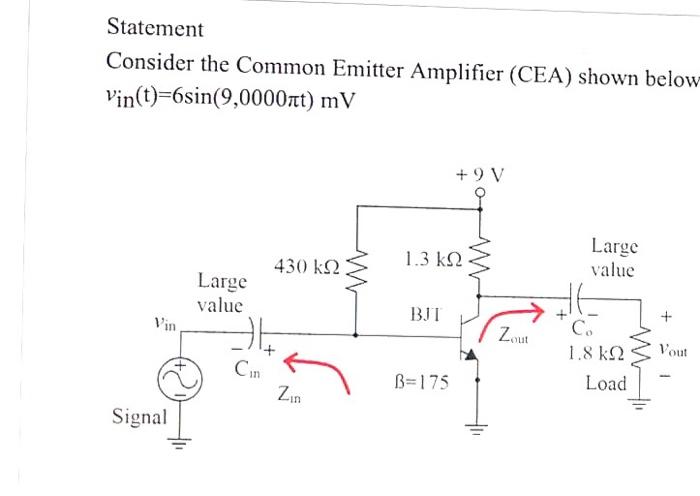 Solved Statement Consider the Common Emitter Amplifier (CEA) | Chegg.com