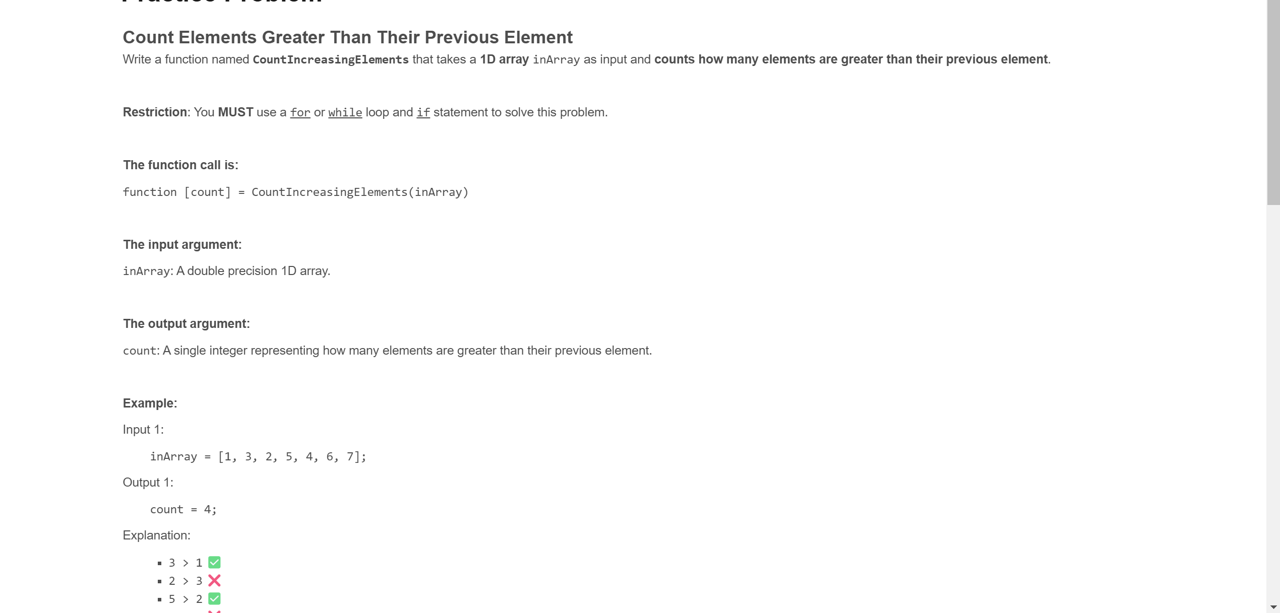 Solved Count Elements Greater Than Their Previous | Chegg.com