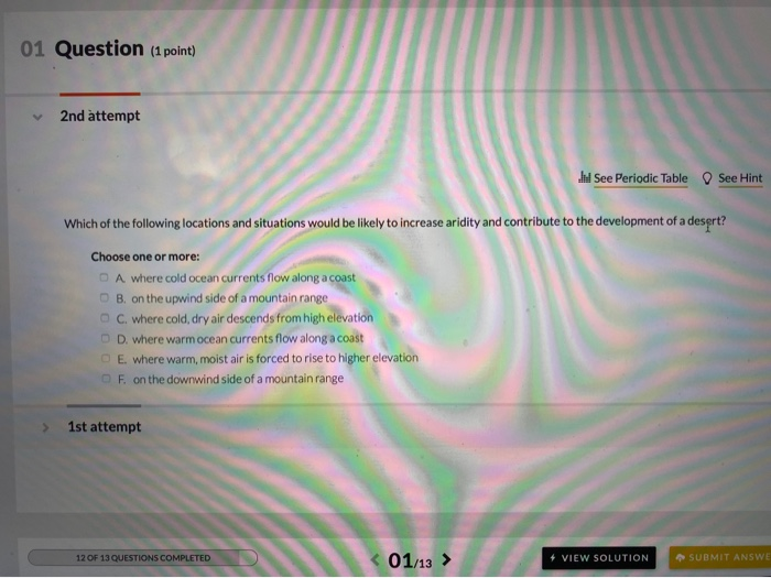 Solved 01 Question (1 point) 2nd àttempt O See Hint dhd See | Chegg.com